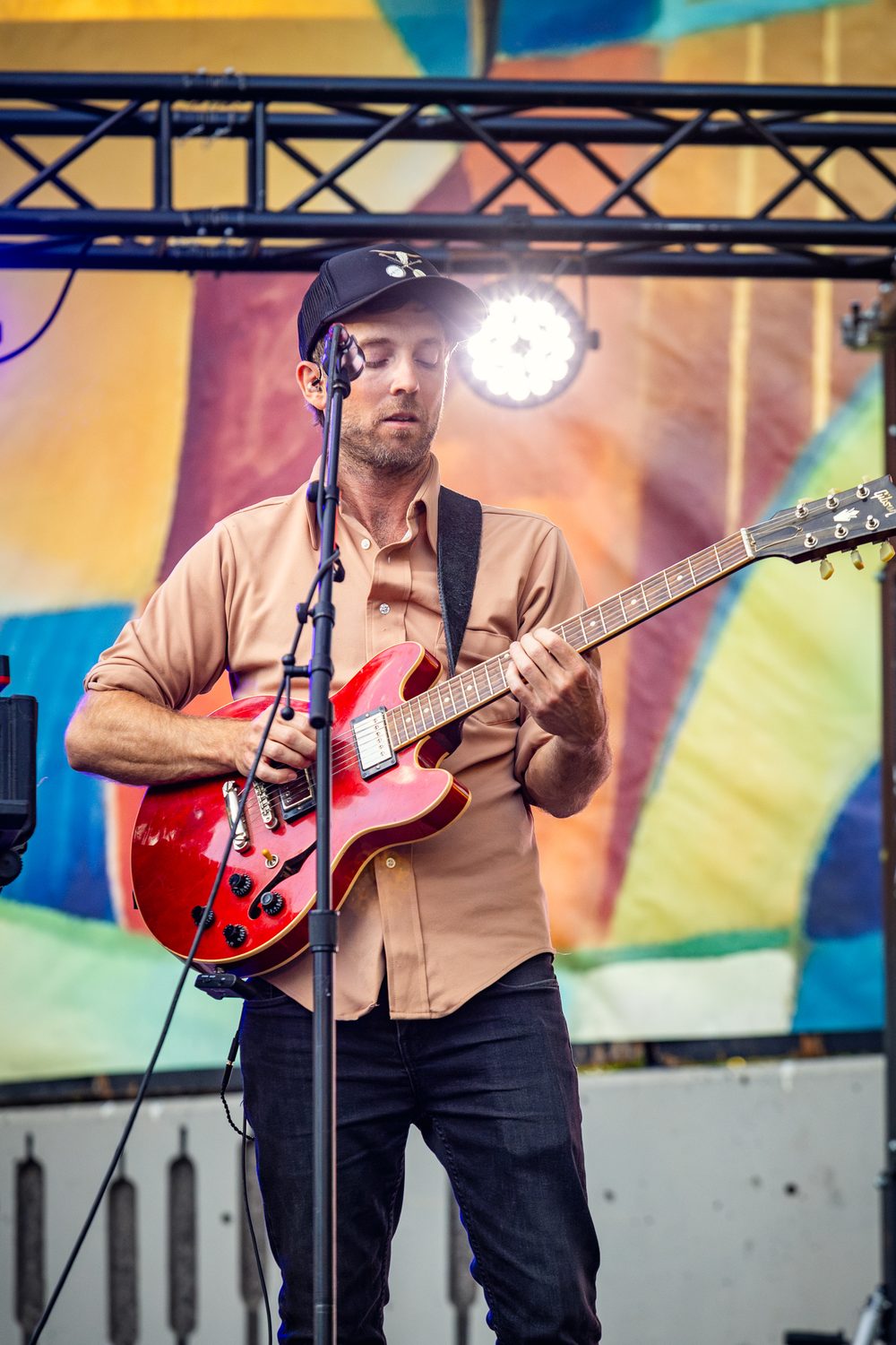 Moontricks guitarist singing at Munch & Music, Bend