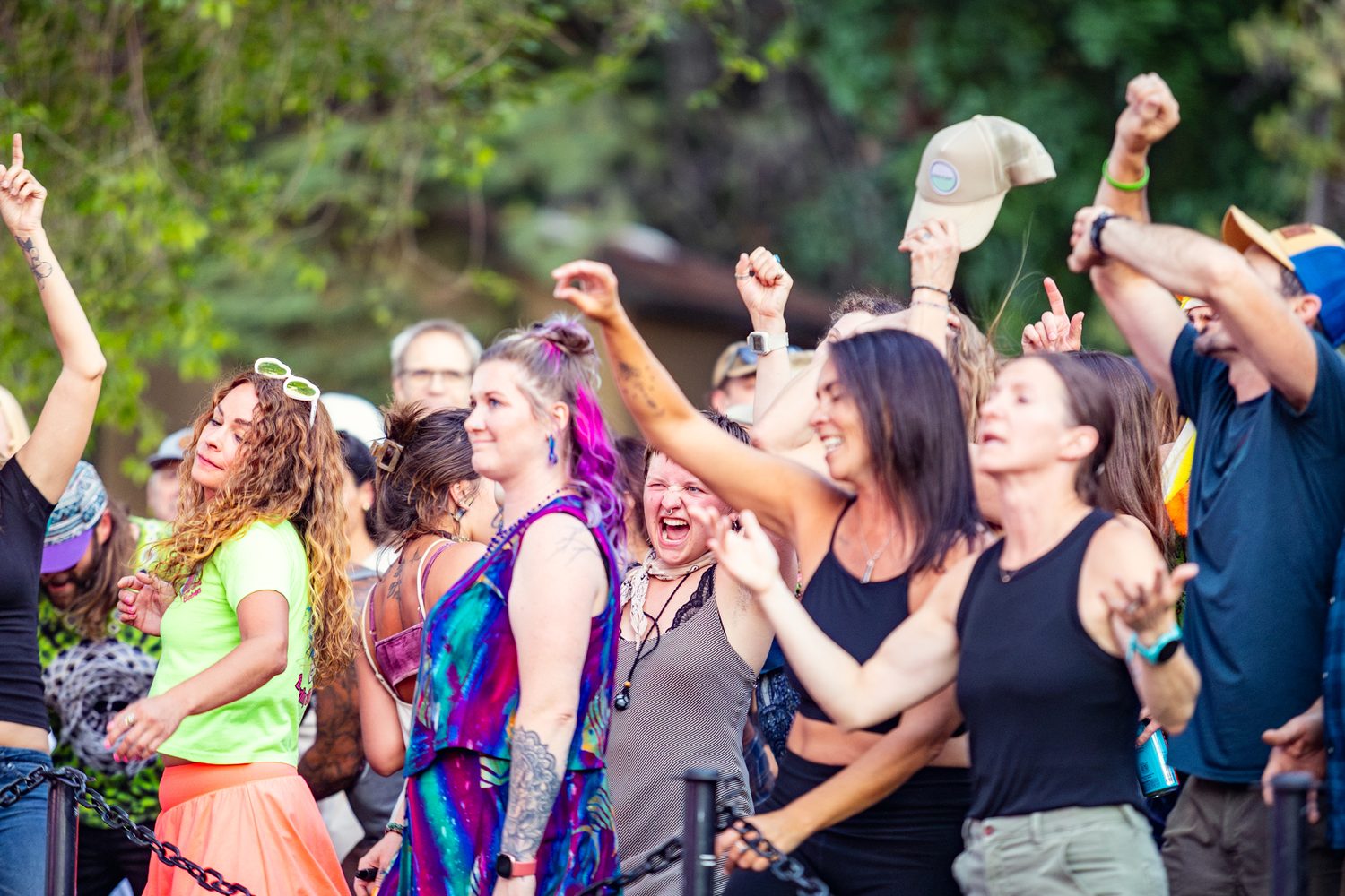 Crowd dancing at Munch & Music in Drake Park, Bend