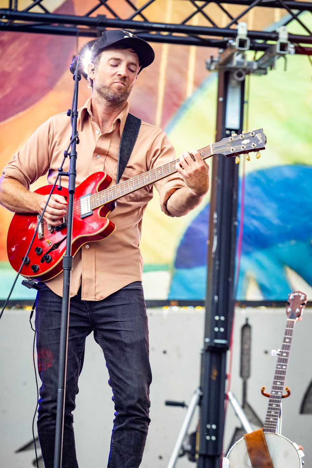 Moontricks guitarist singing at Munch & Music, Bend