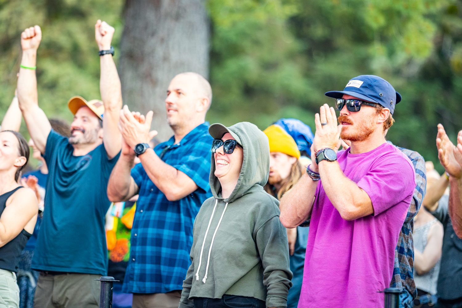 Crowd dancing at Munch & Music in Drake Park, Bend