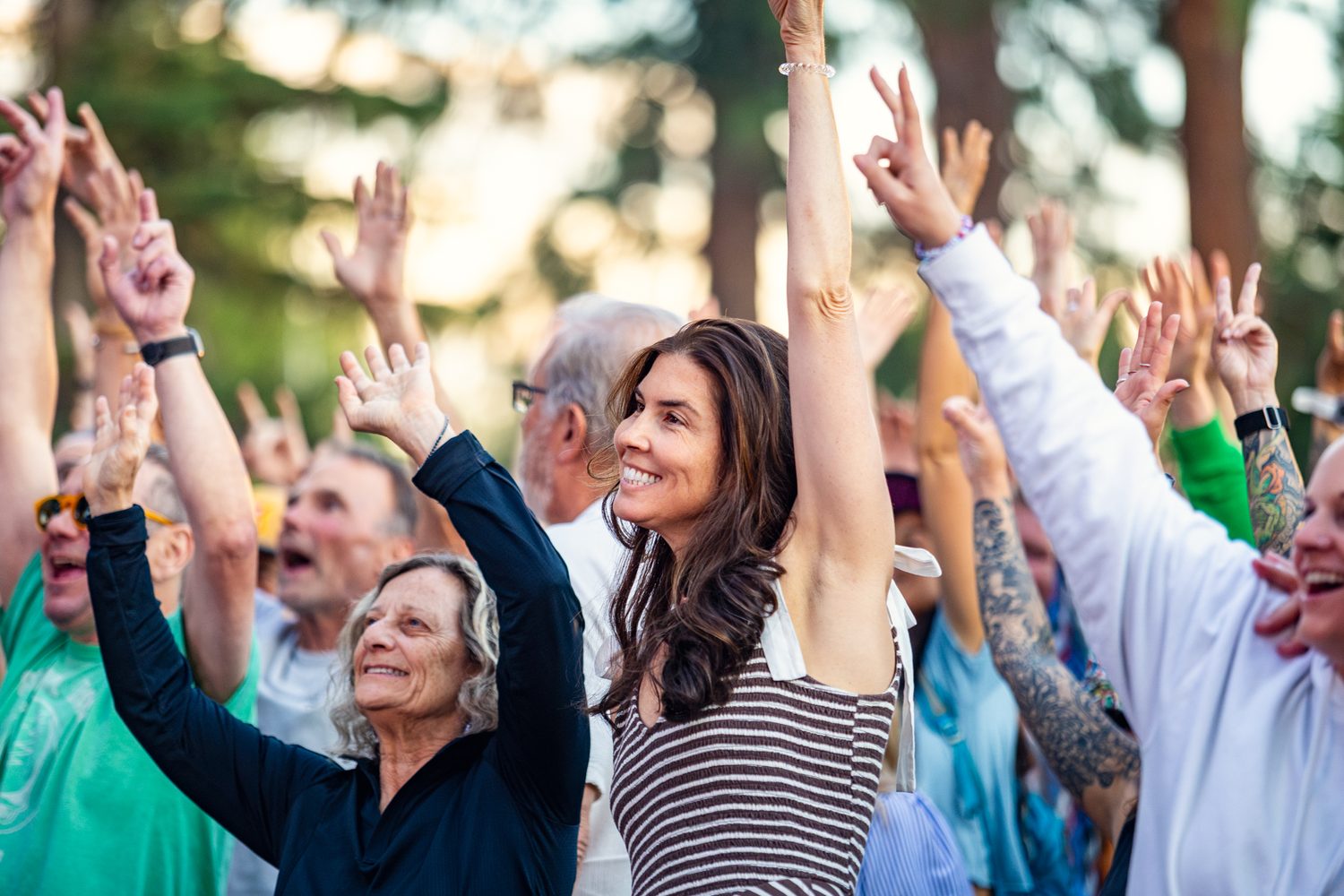 Crowd dancing at Munch & Music in Drake Park, Bend